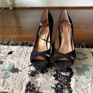 BCBGeneration Elegant Black Cross-Strap Heels